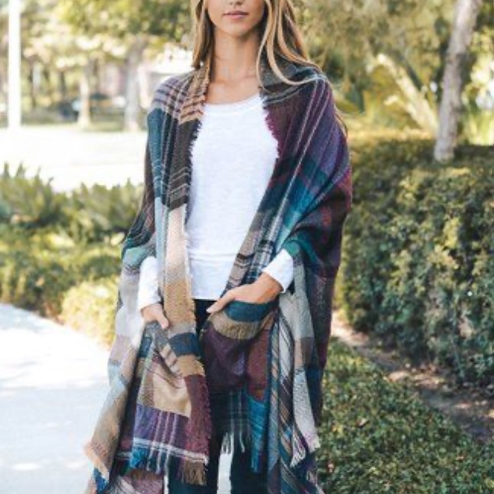 Perfect For Spring! Brand New w/o tags Plaid Ruana